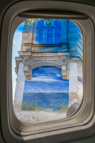 Window on Seaview Mural, Double Exposure, Untere Weissgerberstrasse, Vienna Austria 2012, Dibond 30x42 cm.