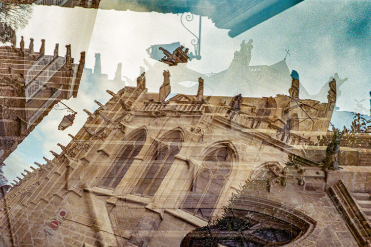 Eglise Saint-Pierre, Montfort l’Amaury, France 2022 Triple Exposure, Fuji Chrystal Archive 30x20 cm.